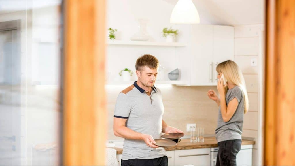 A man and woman at home
