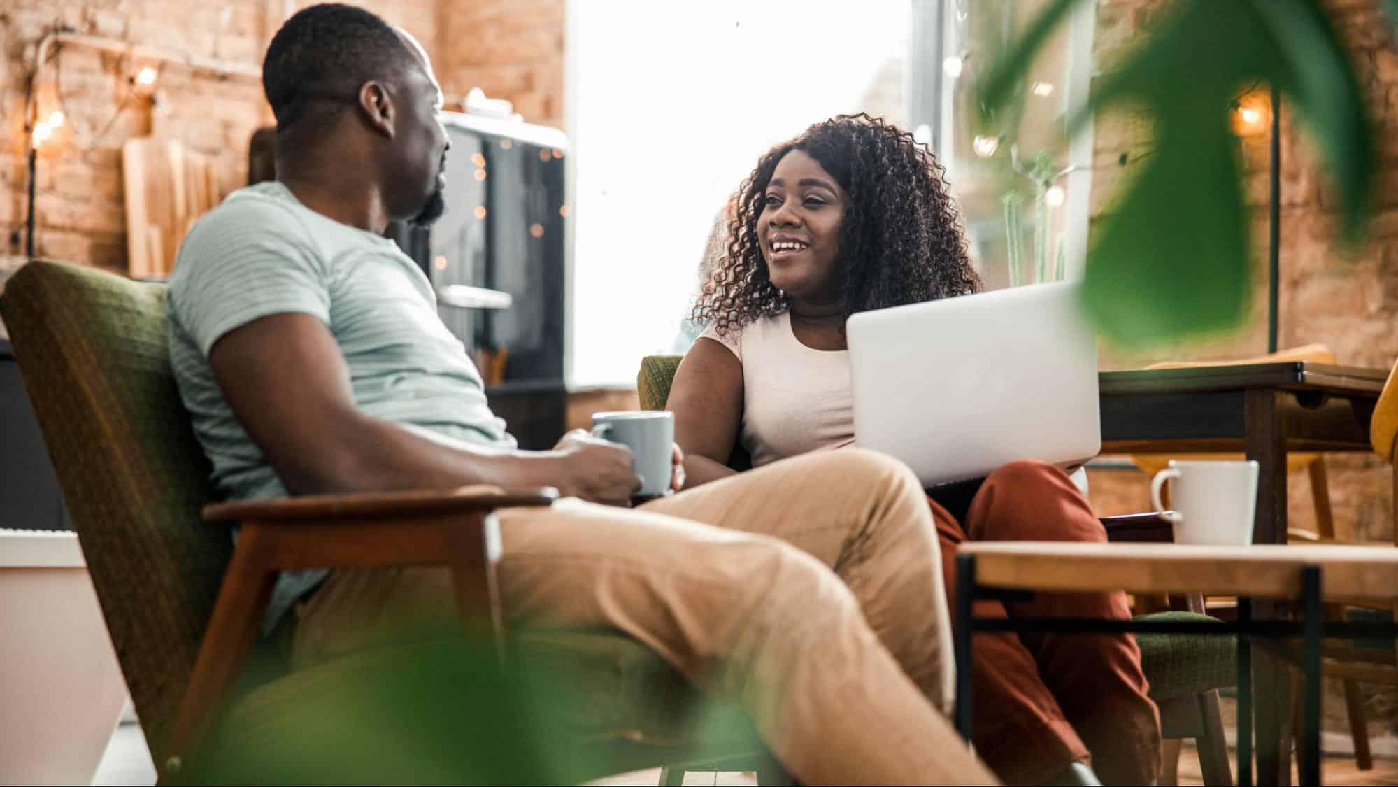 A man and woman having a conversation