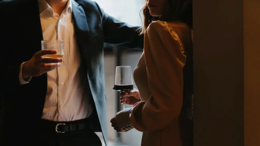 A woman turning away from a guy