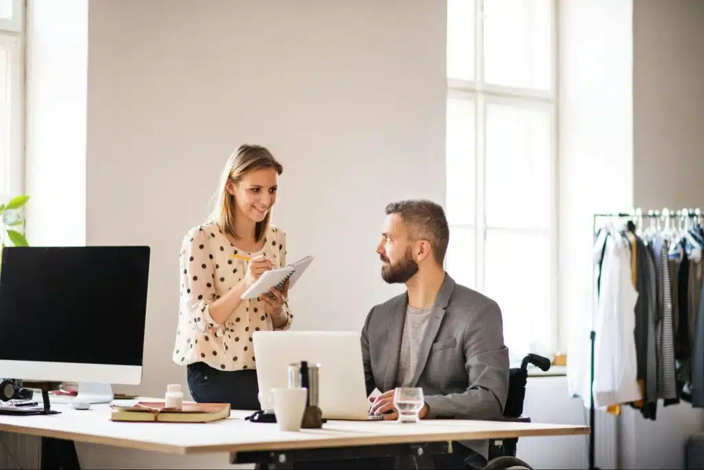 A woman seeking an advice from a man