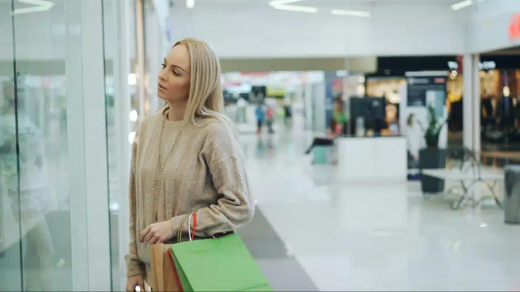 A woman shopping alone