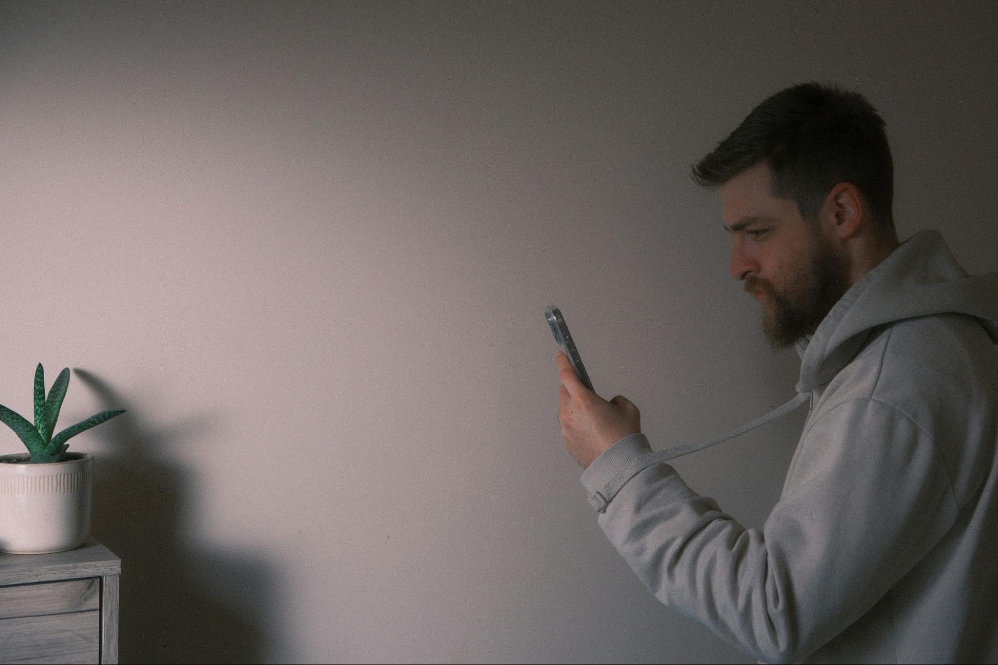A man looking at his phone 