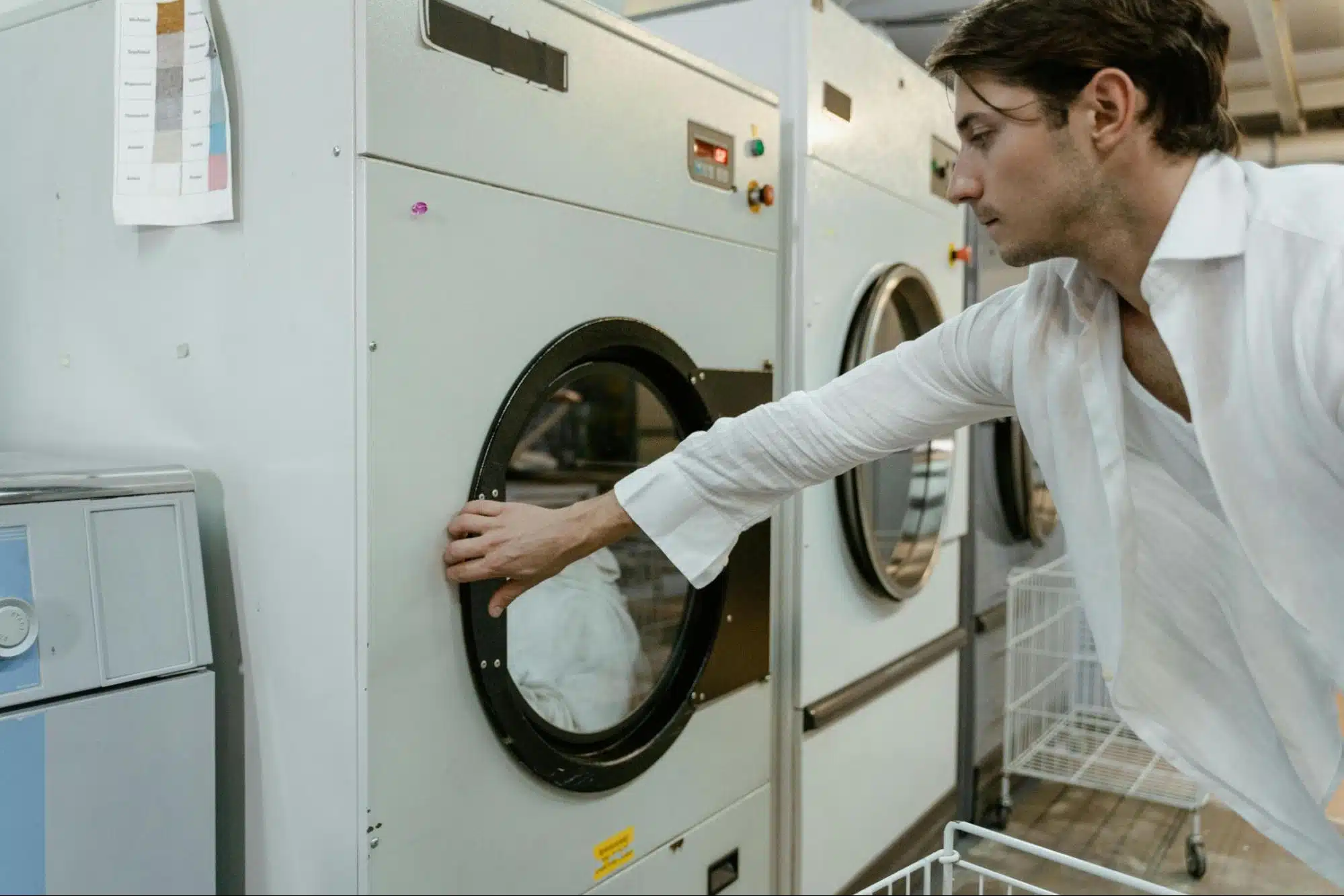 A man doing laundry alone