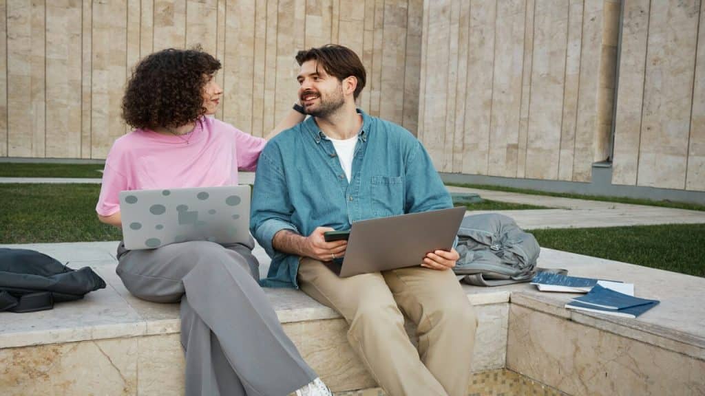 A couple studying together