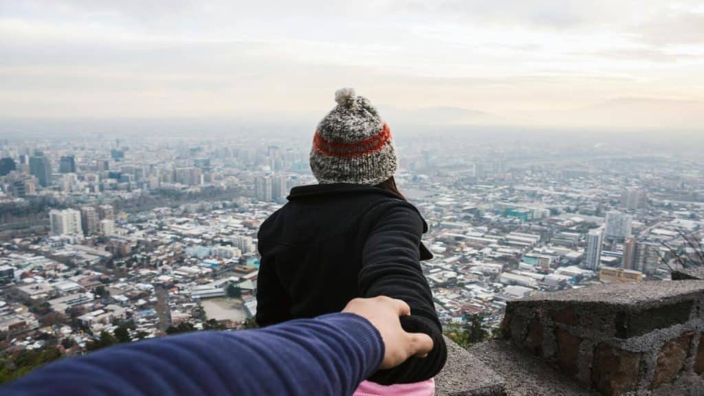 A couple holding hands 