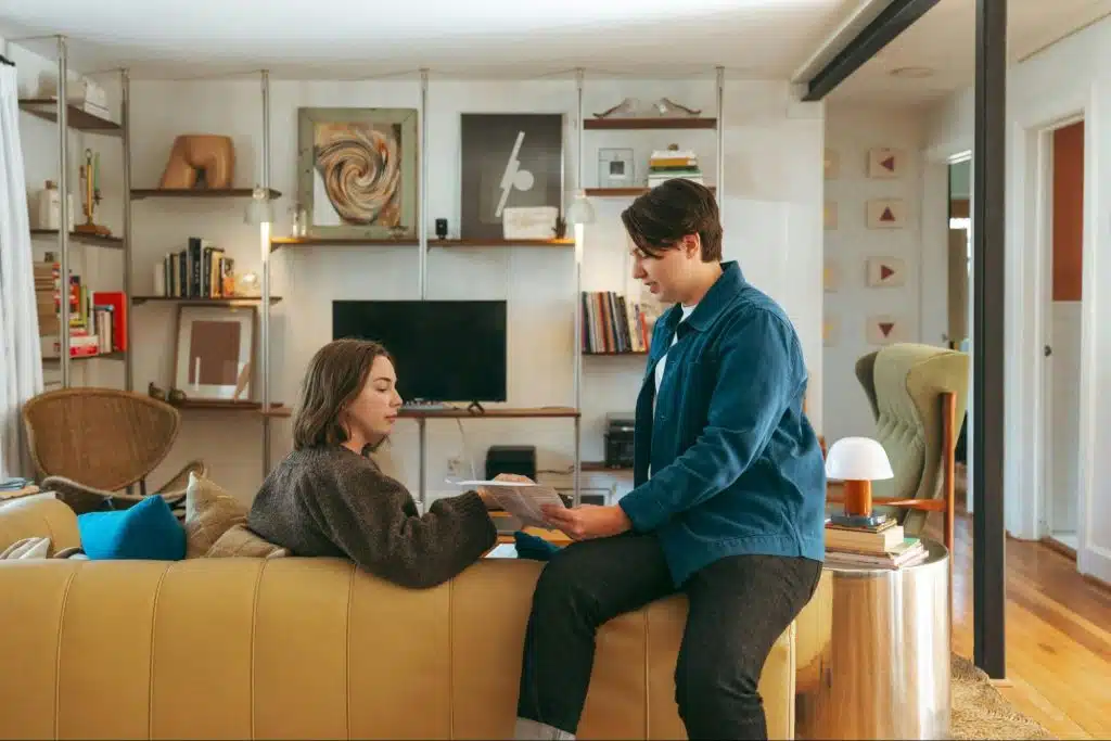A man and woman at the living room