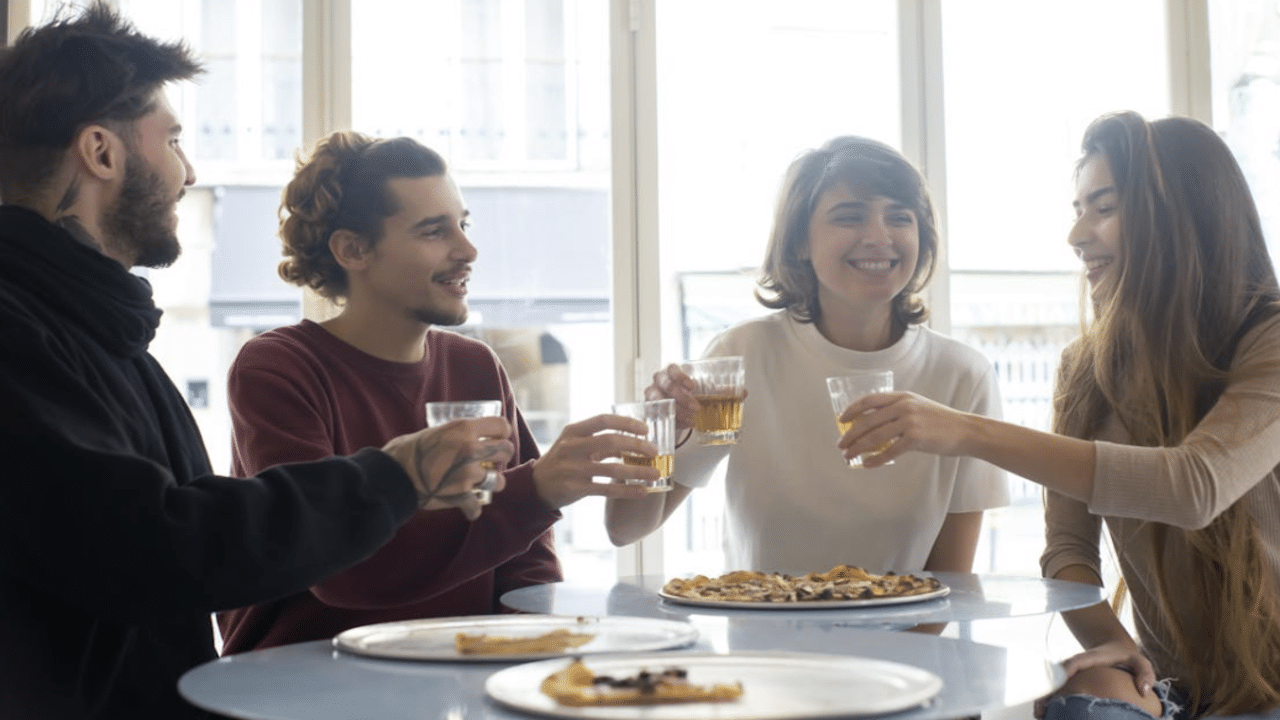 Friends having lunch together
