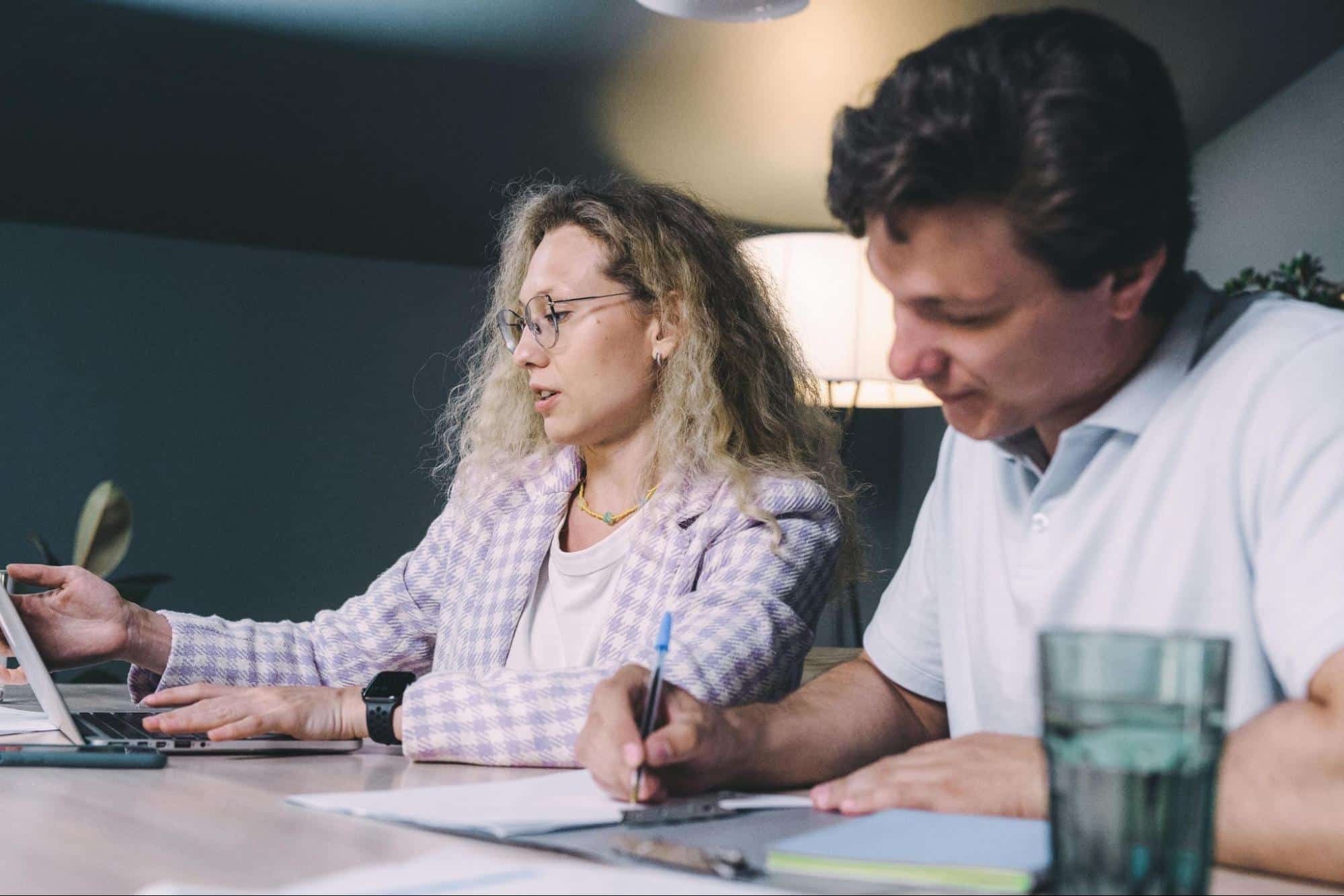 A man and woman being a team
