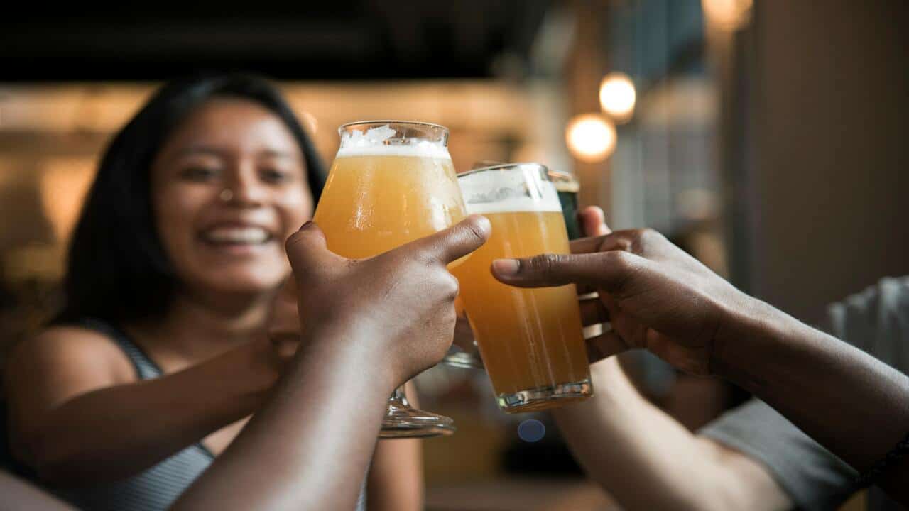 Friends having beer together