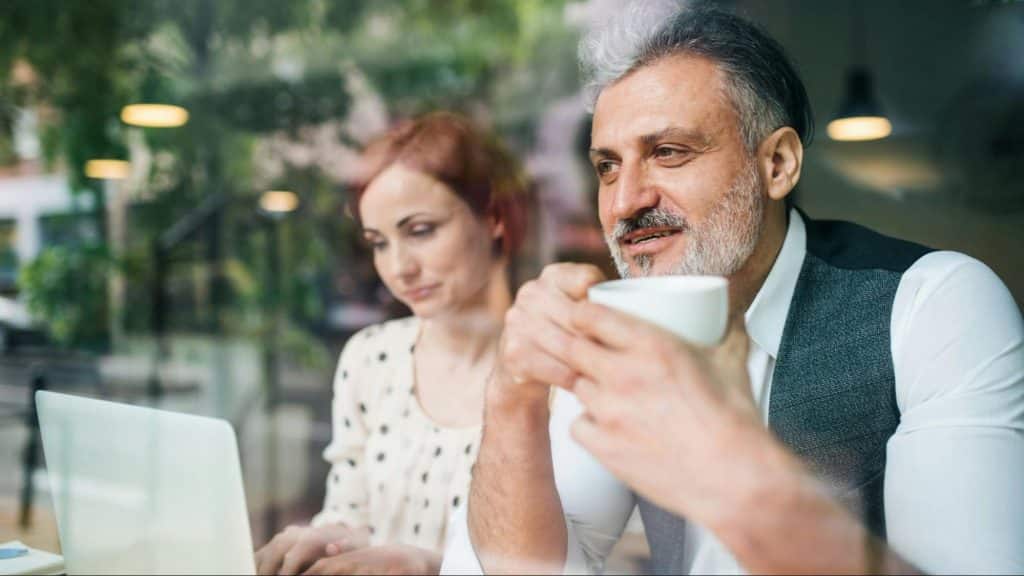 A man and woman at the cafe