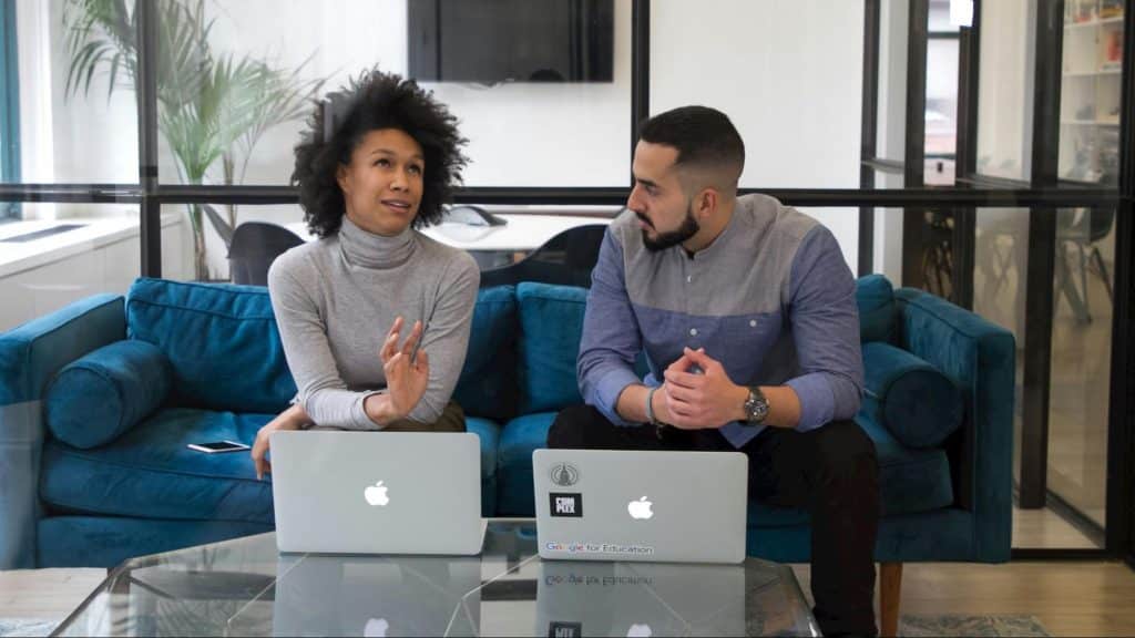 A man and woman having a conversation
