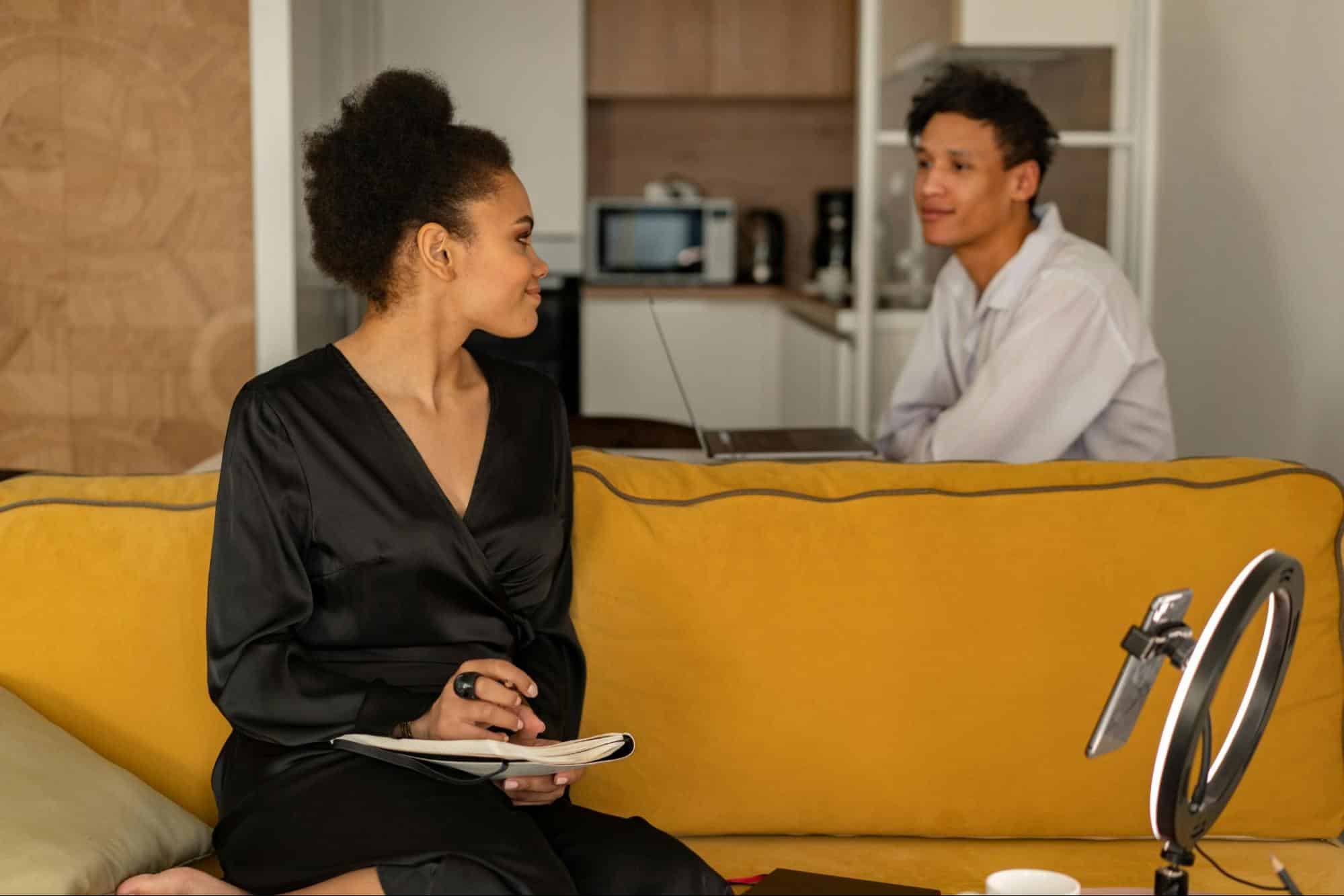 A man and woman at home
