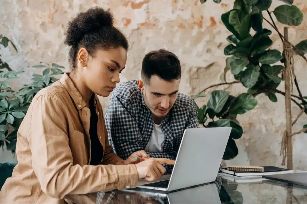 A man and woman being a team