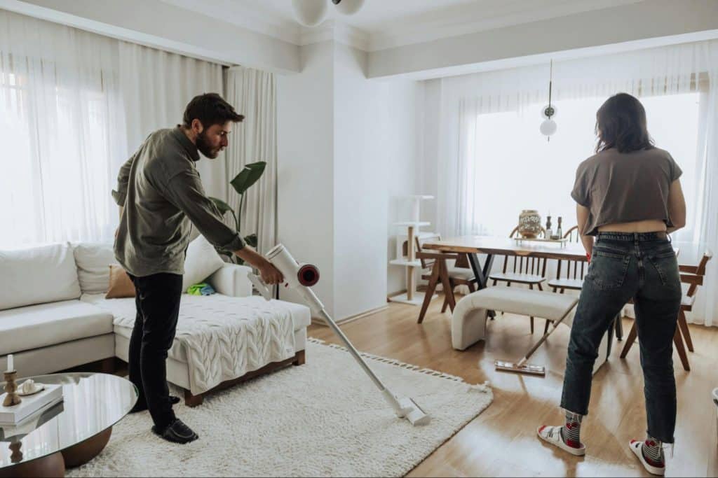 A man cleaning at home