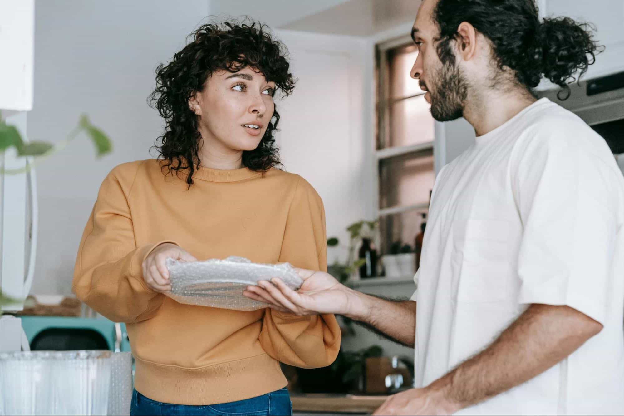 A man and woman at home