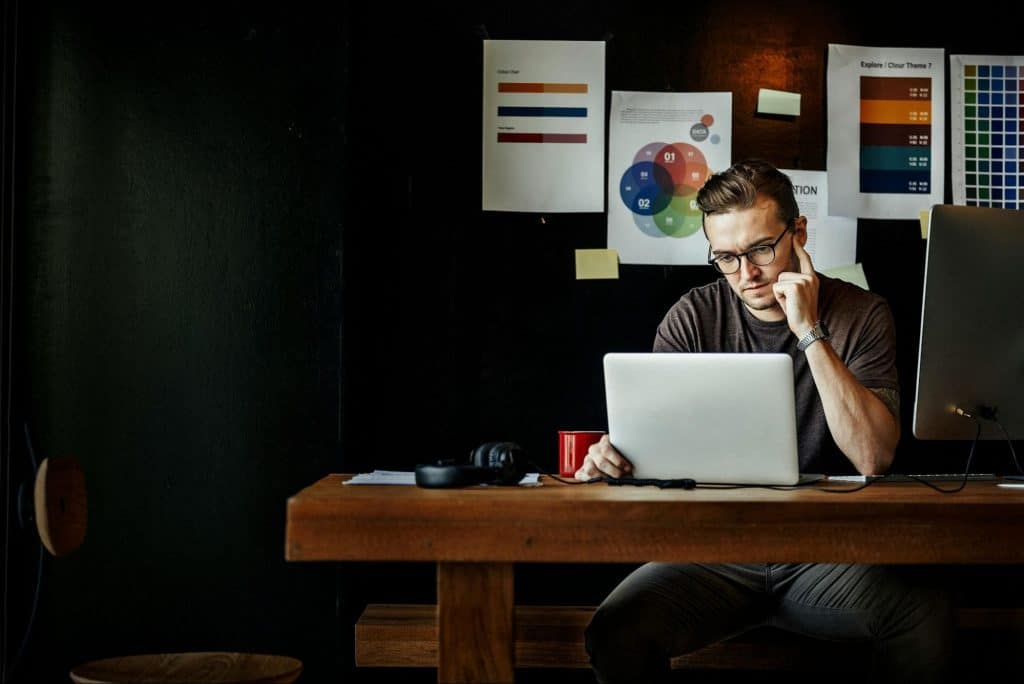 A man using a laptop