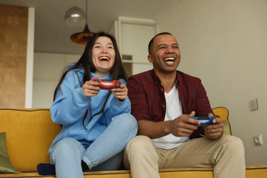 A couple playing games