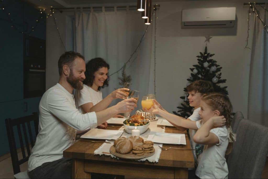 A family eating dinner