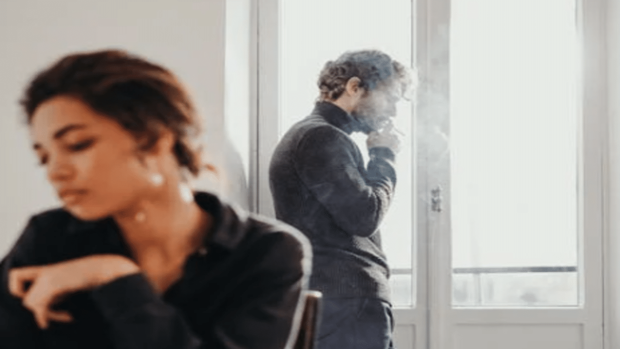A couple not looking at each other