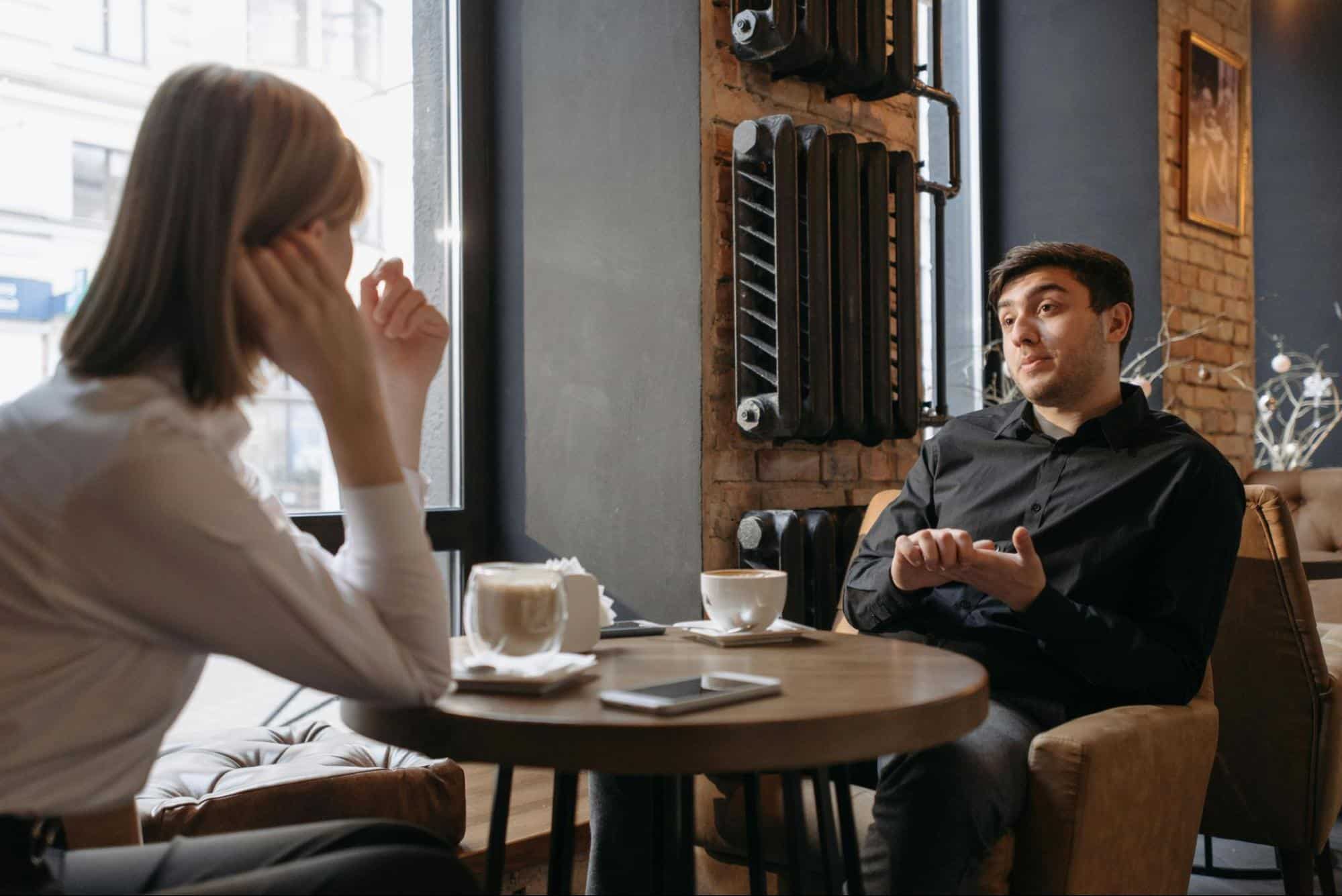 A man and woman having a conversation
