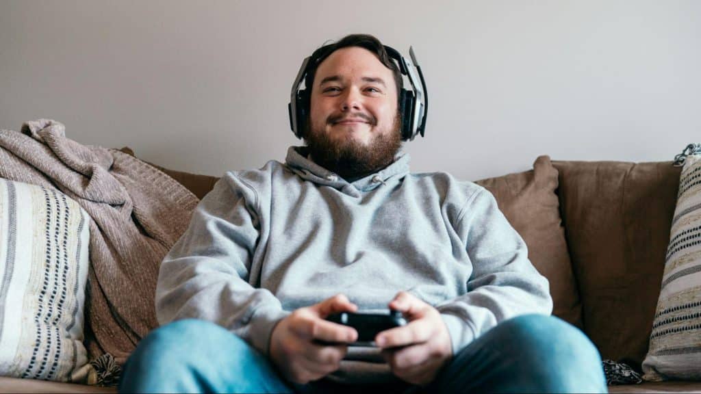 A man playing a video game