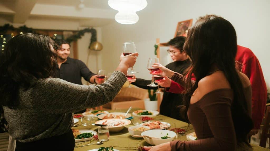 Friends at a dinner party