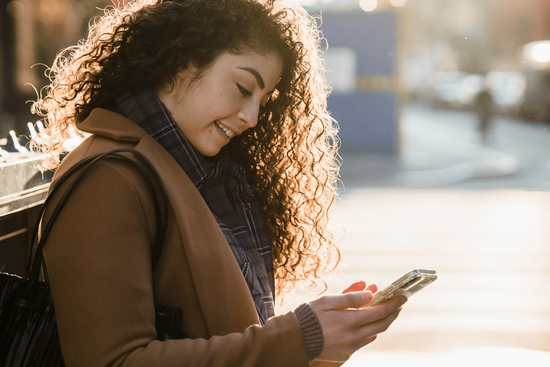 A woman using a phone