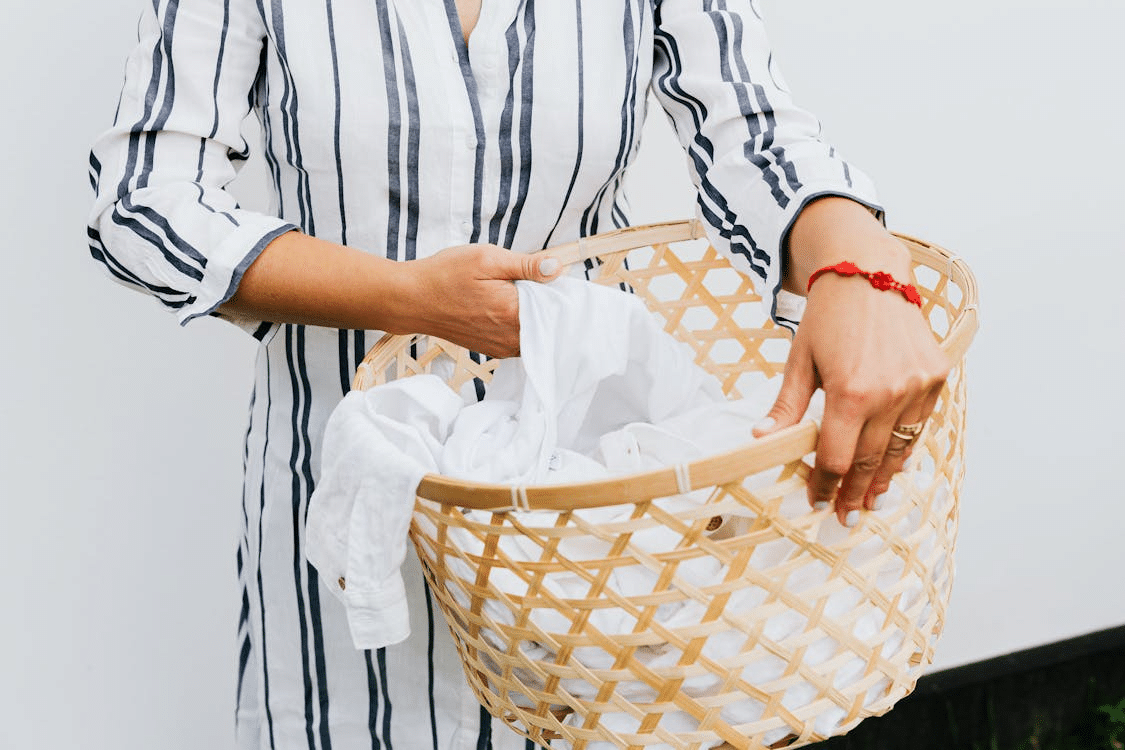A woman holding a basket