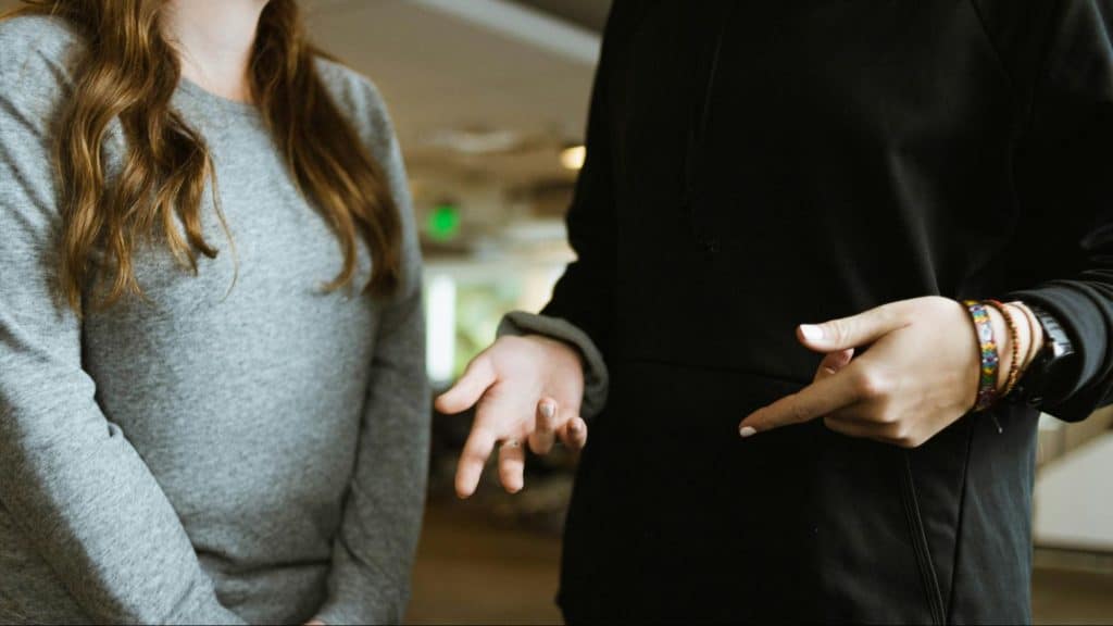 A man and woman having a conversation