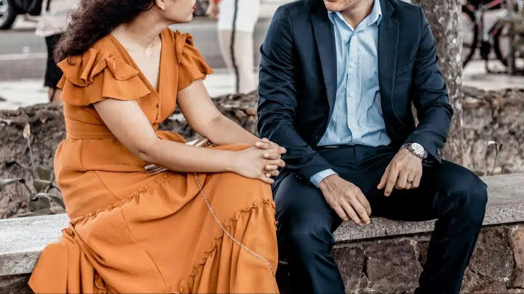 A man and woman having a conversation