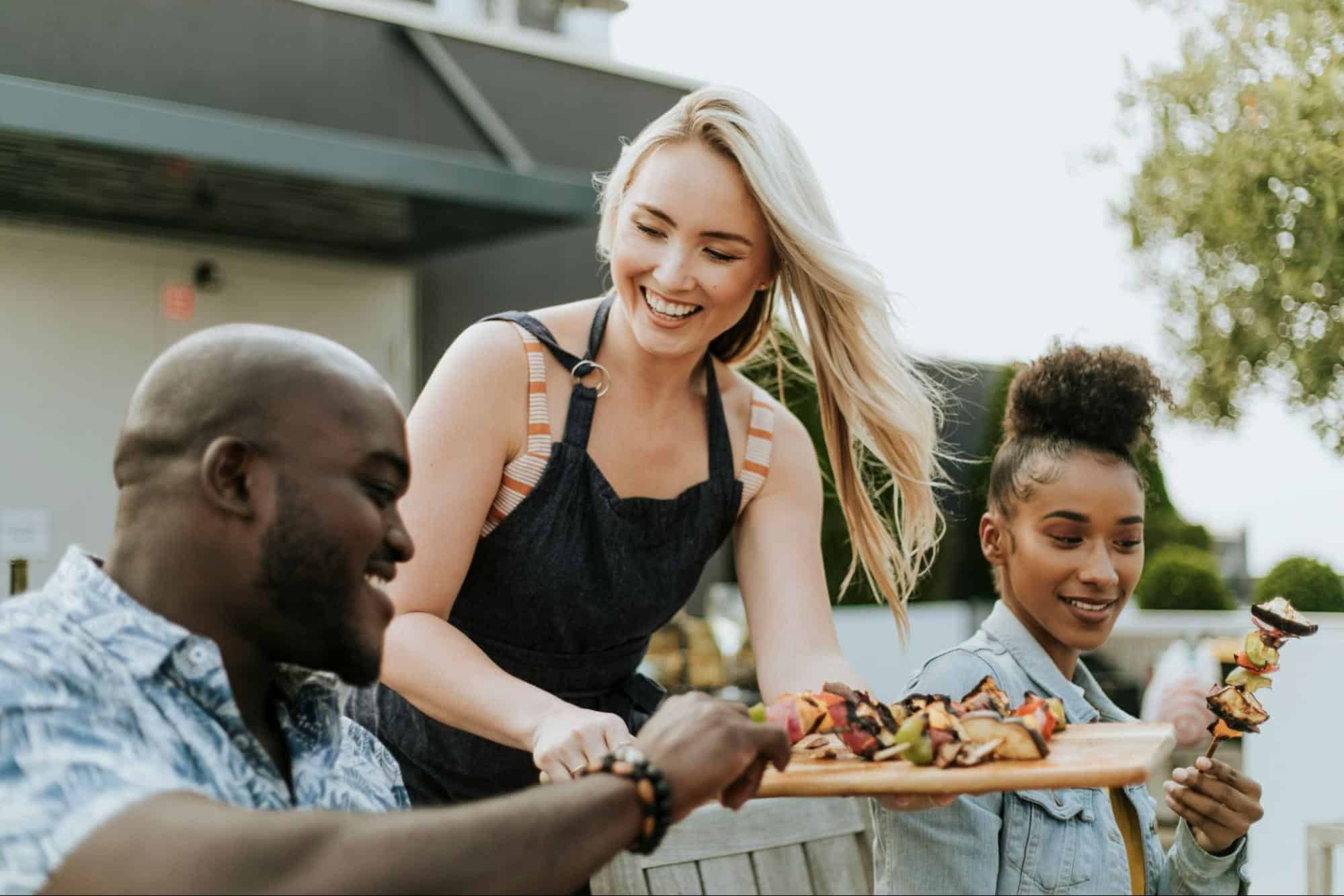 A man and woman in a family gathering