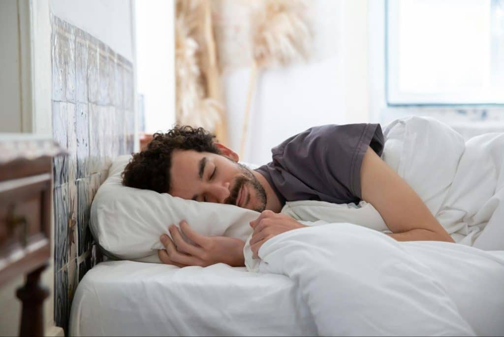 A man sleeping comfortably 