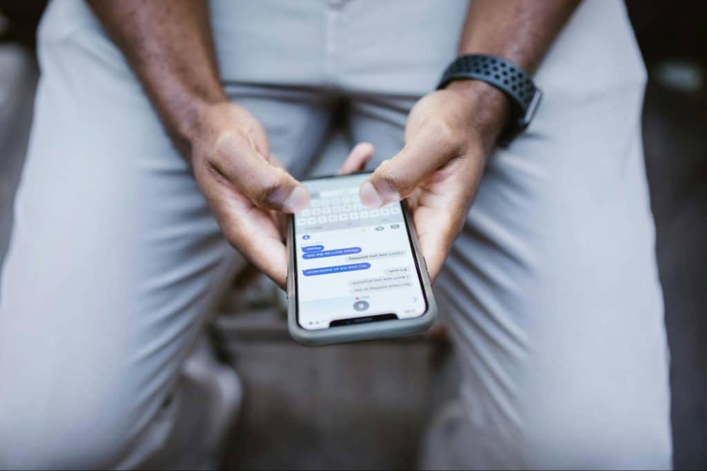 A man messaging someone