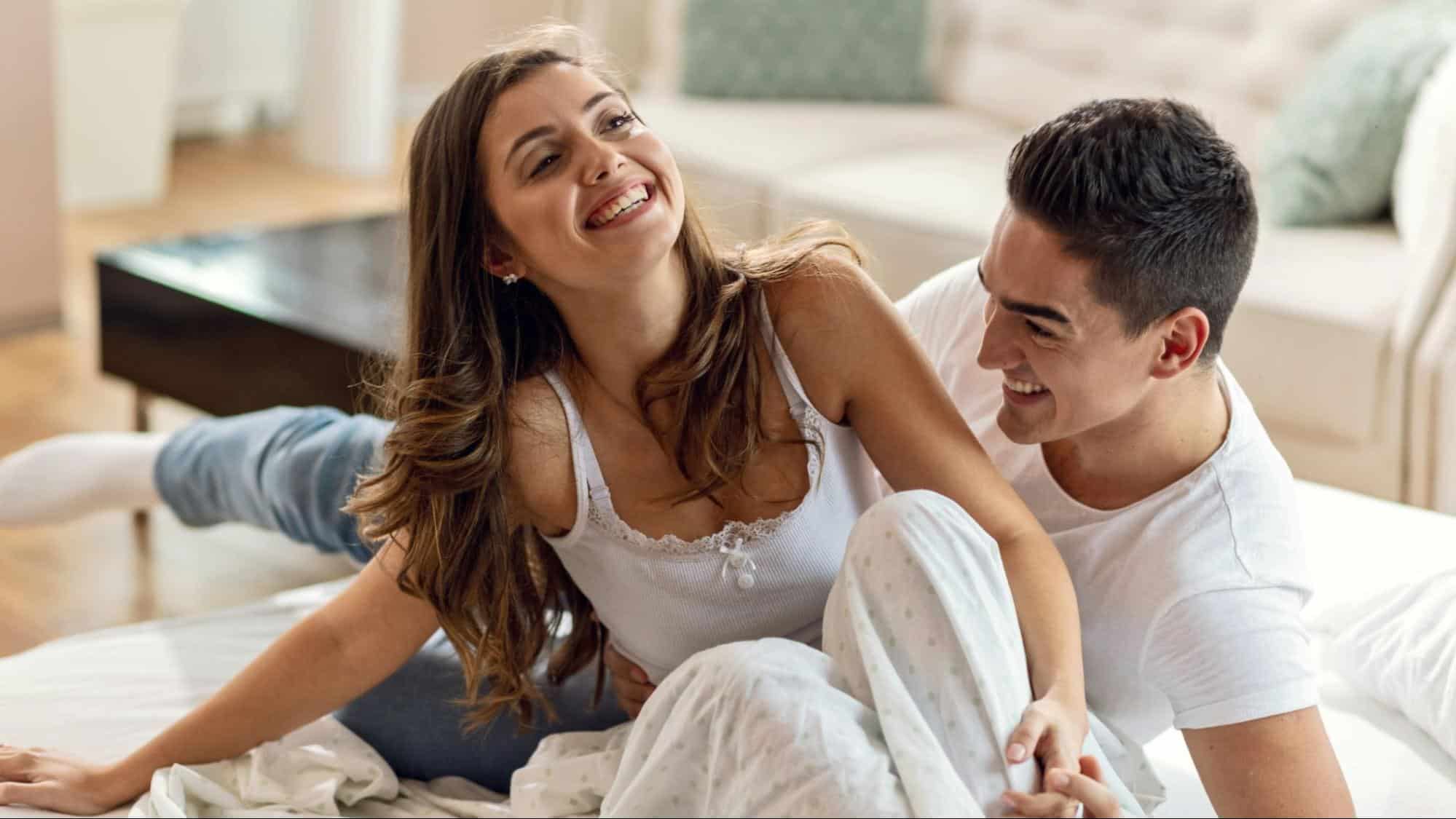 A man and woman having a good time