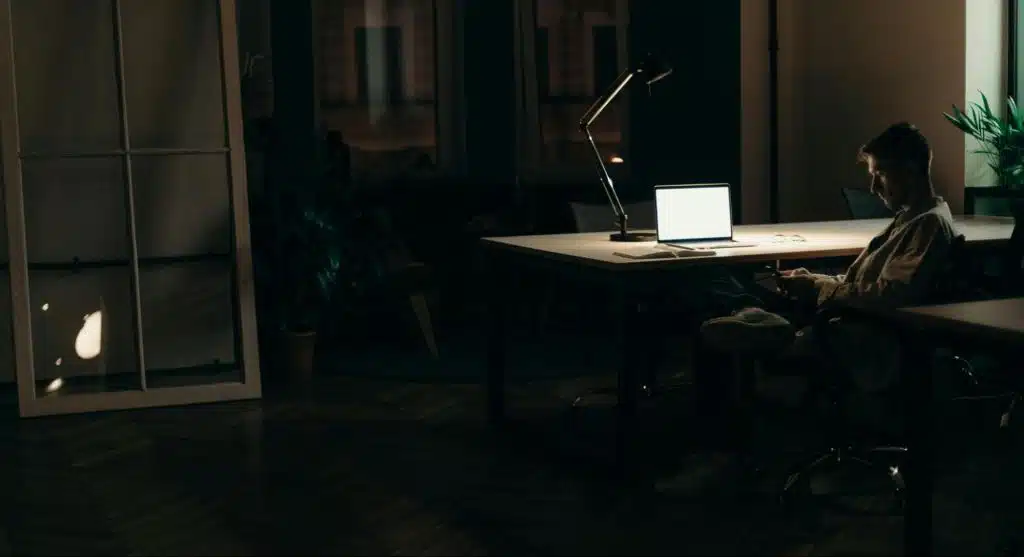 A man working late