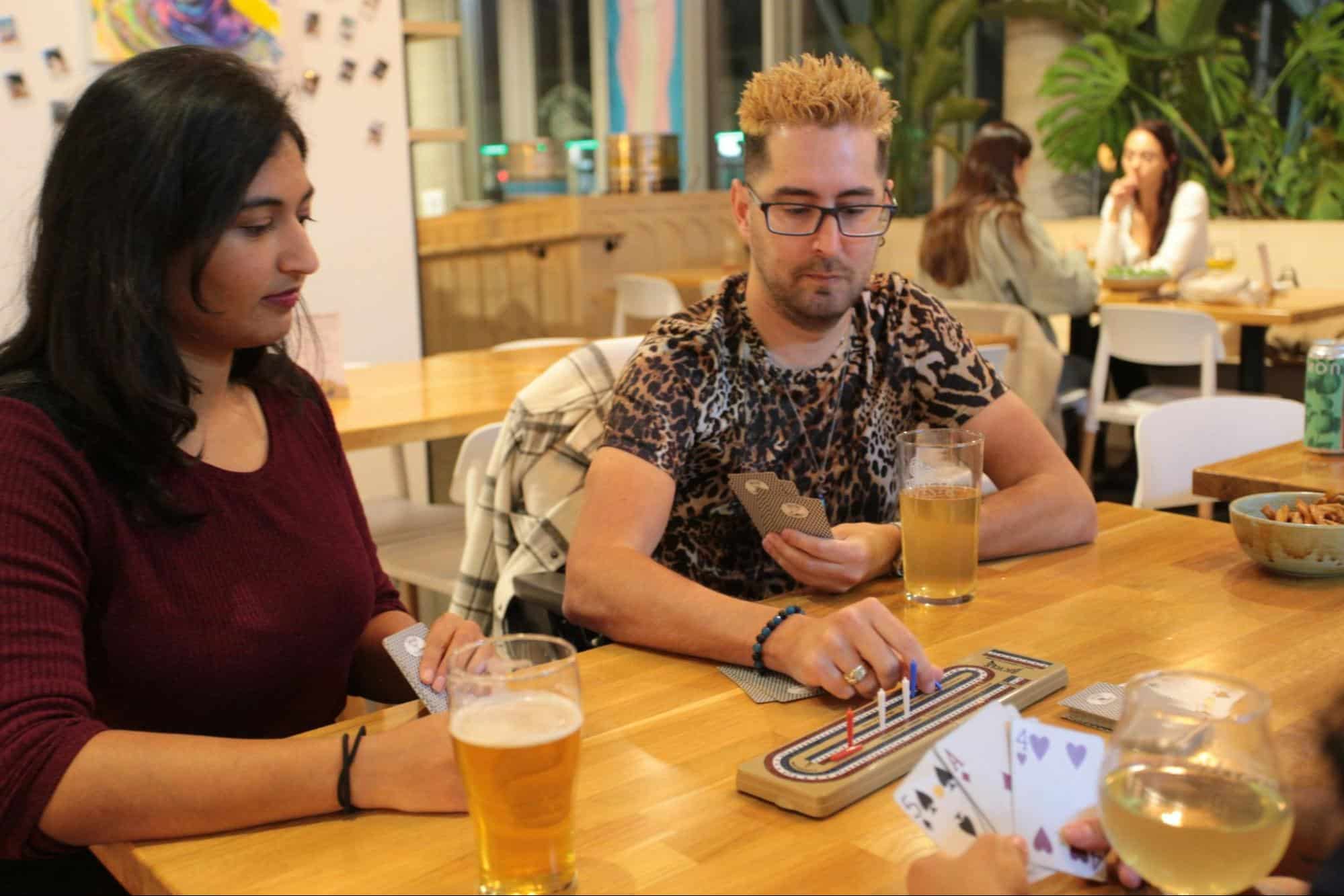 A man and woman drinking