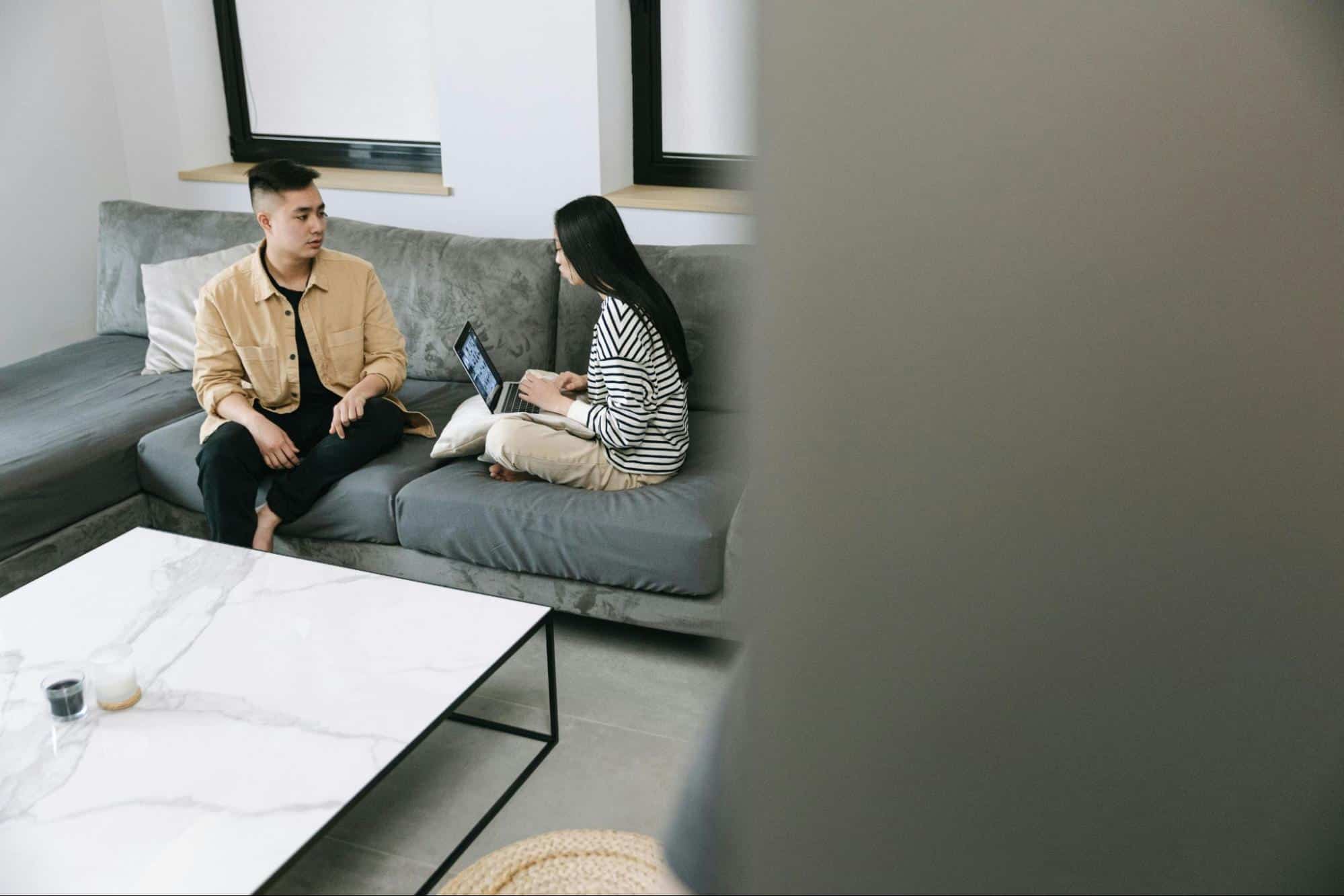 A man talking to woman