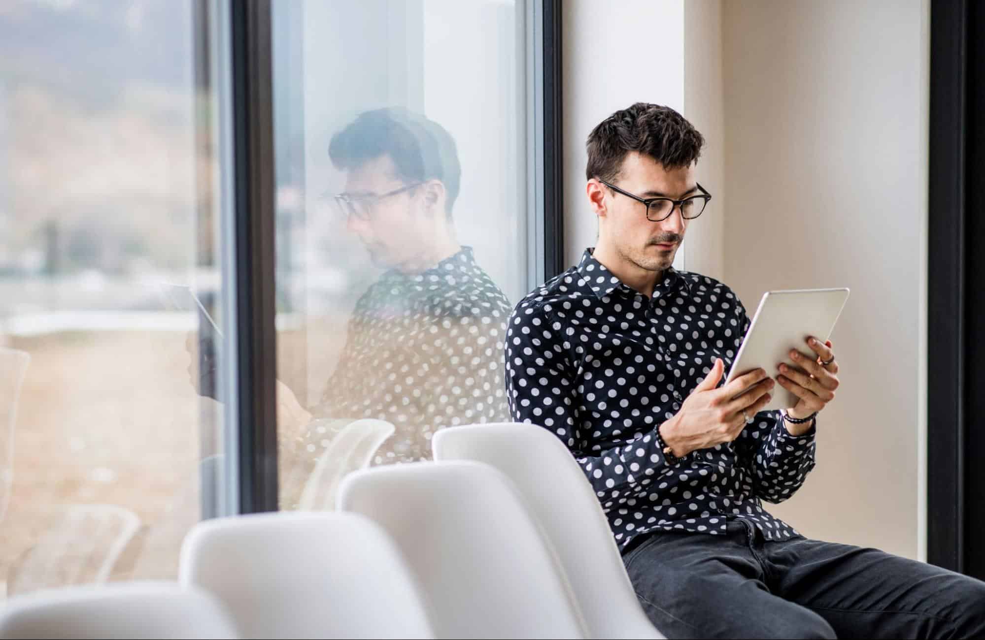 A man messaging someone