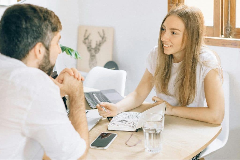 A man and woman having a conversation