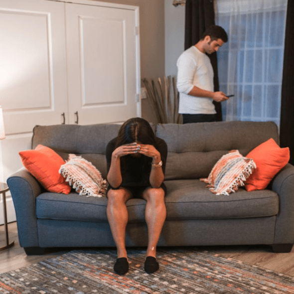A couple fighting at home