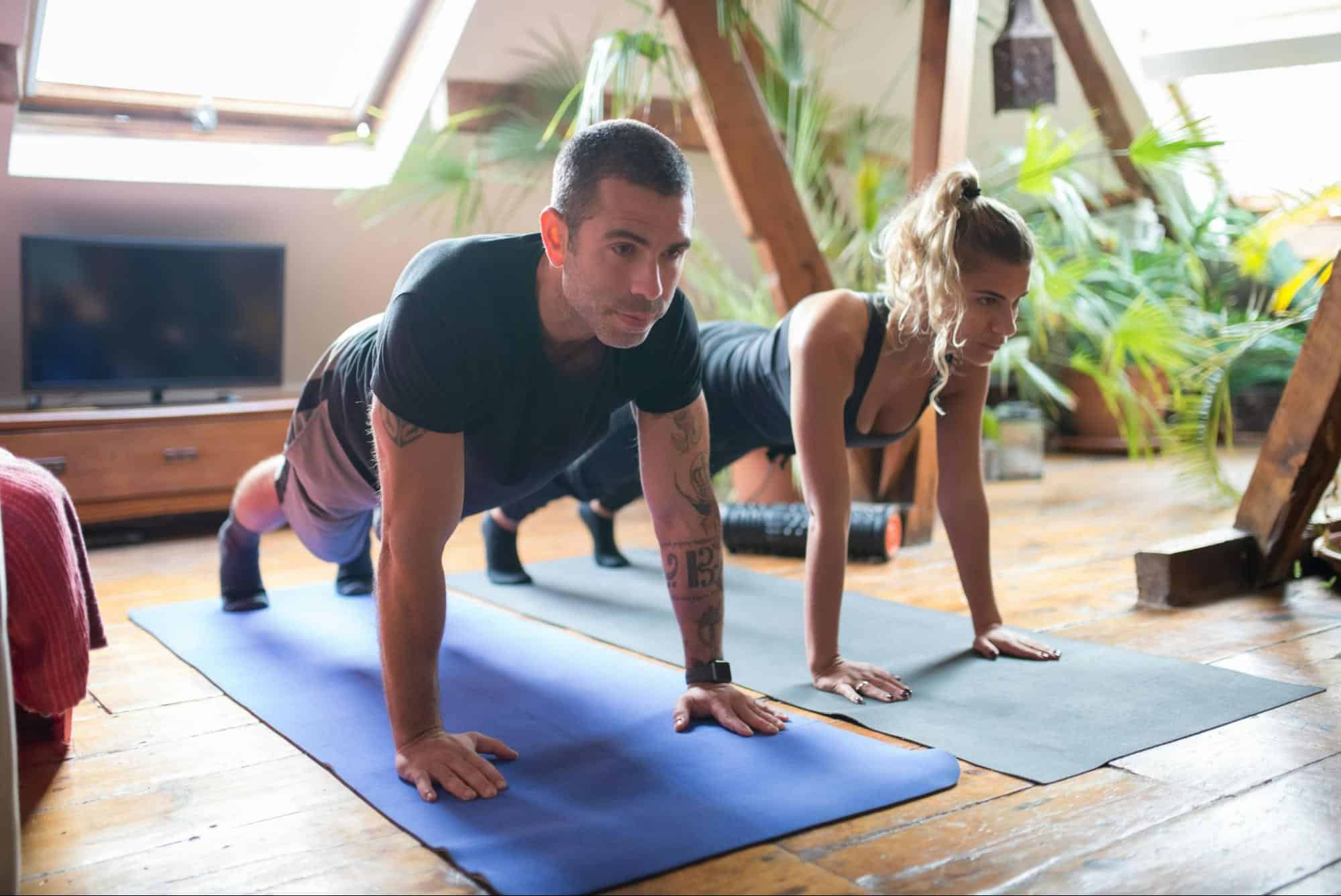 A man and woman working out