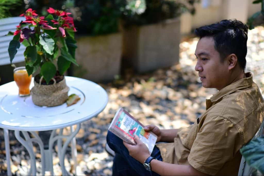 A man alone at the garden