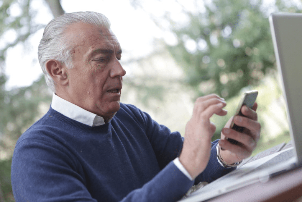 A man using a phone