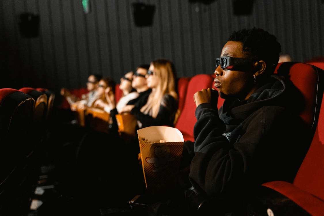 A man watching a movie