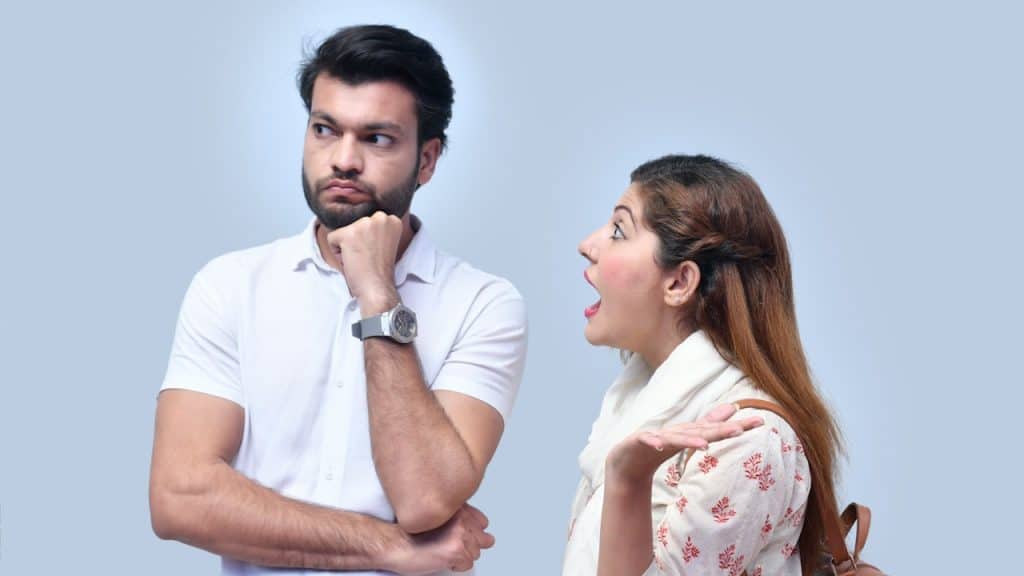 A woman shouting at her husband.