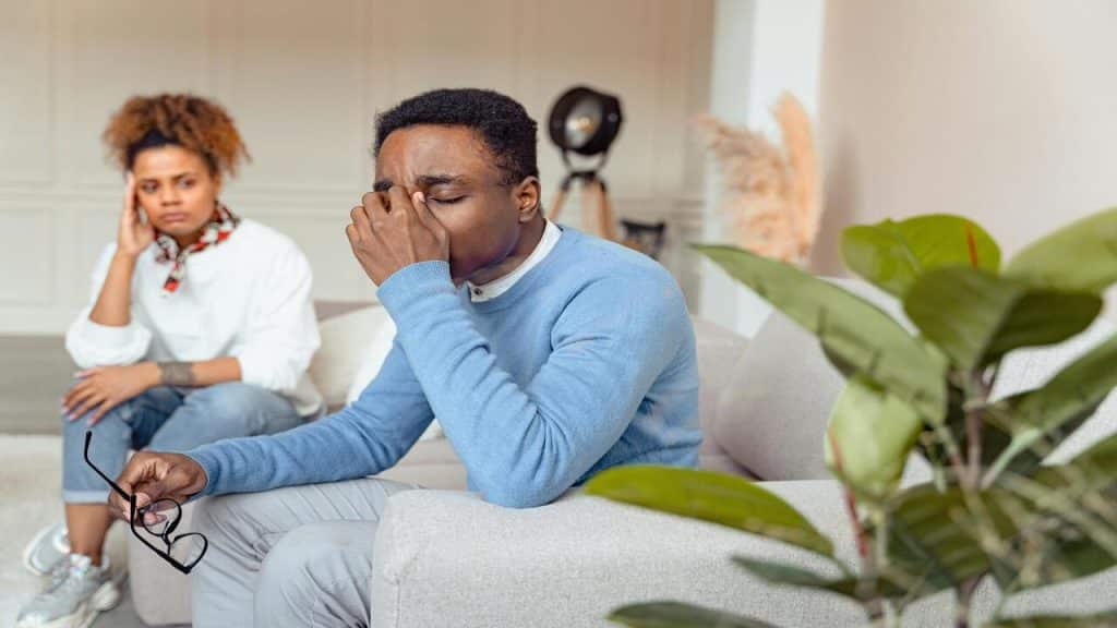A man refusing to look at his wife