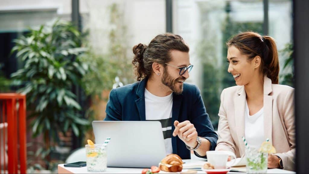 A man and woman having fun