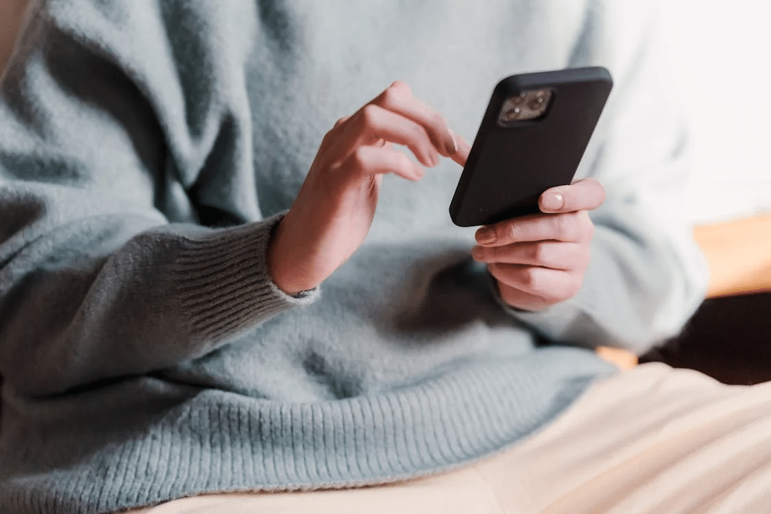 A woman using a phone