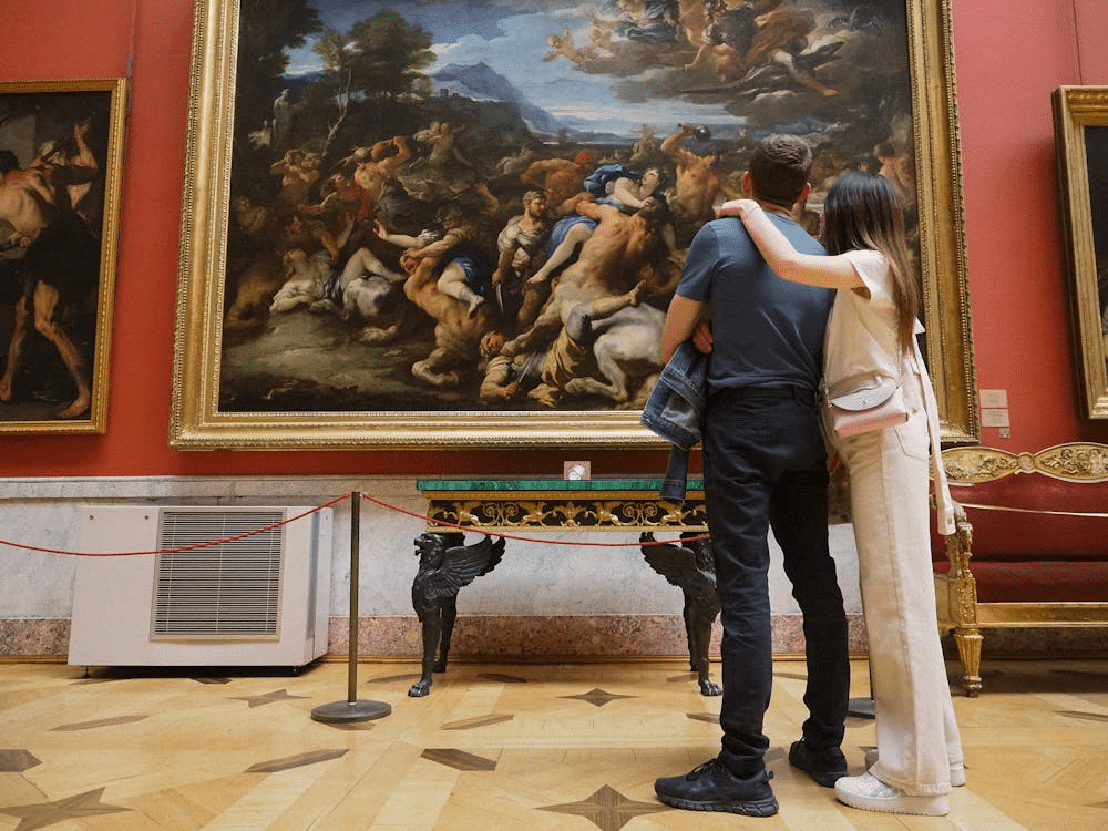 A couple in an art gallery