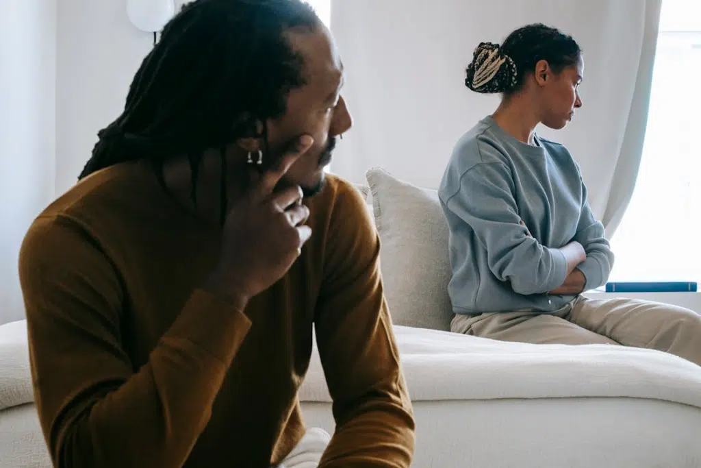 A man and a woman sitting